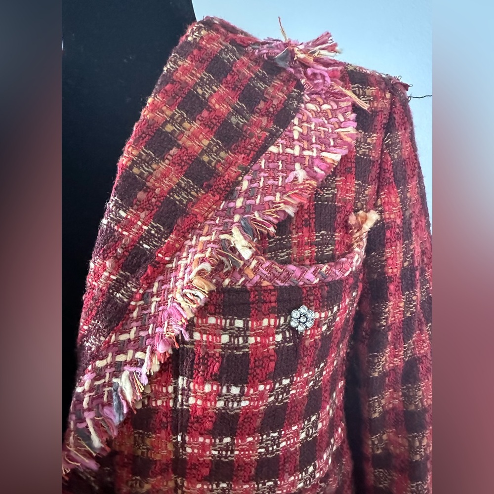 True Meaning Red and Pink Chevron Blazer - Picture 2 of 12